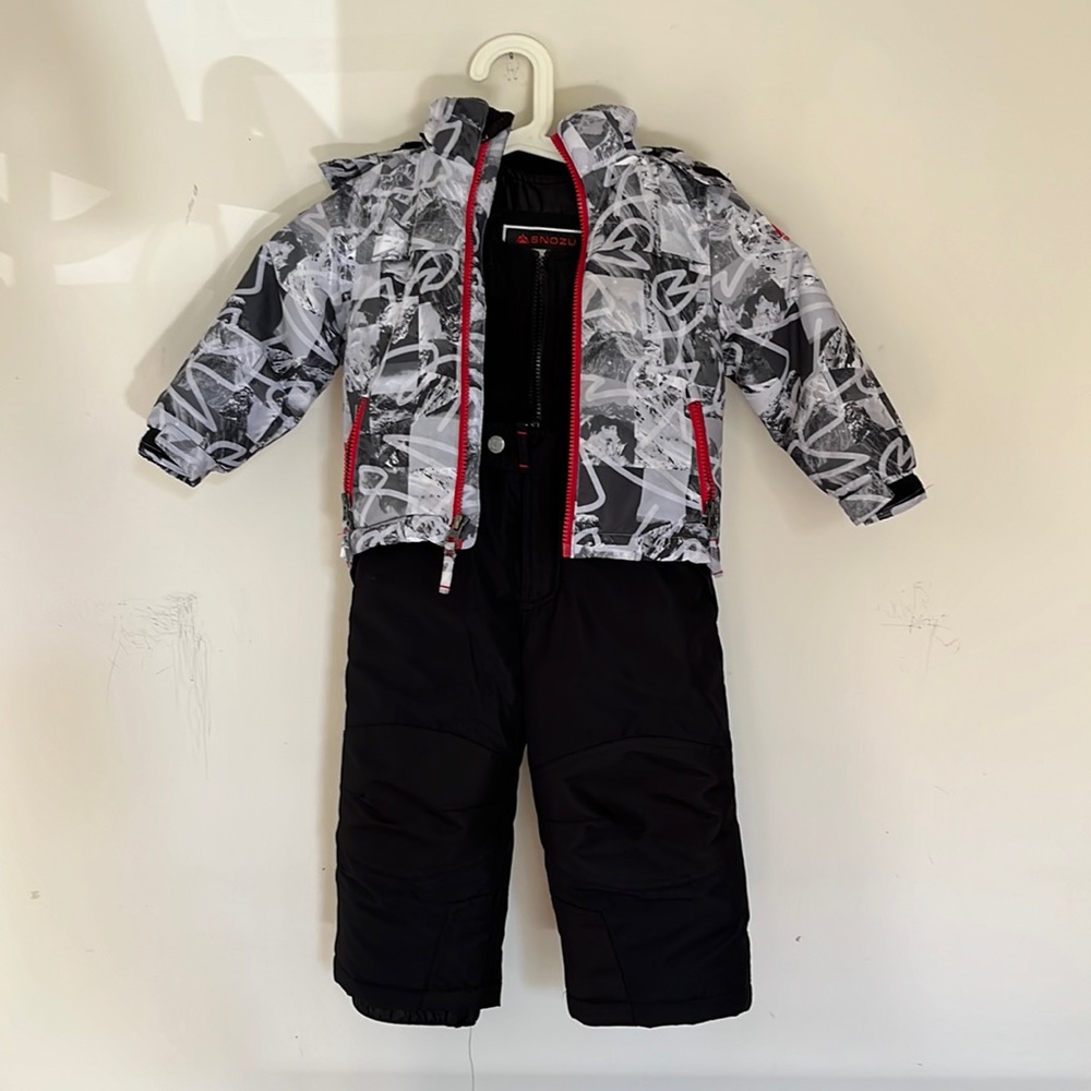 Boys 2T snowsuit black and red